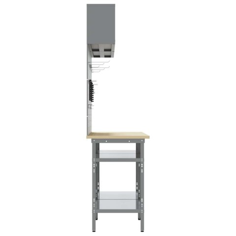 Zestaw stołu warsztatowego z półką Z regulacją 8 pcs Szary Stal