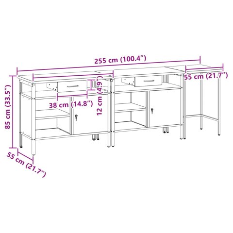 Zestaw stołu warsztatowego z szufladą z półką 3 pcs Czerwony