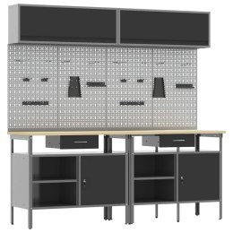 Zestaw stołu warsztatowego z szufladą z półką 8 pcs Czarny Stal