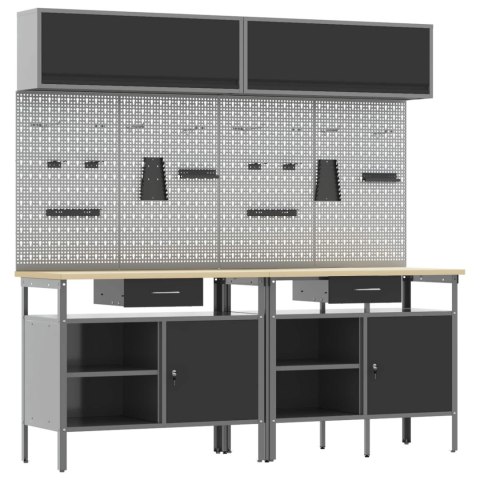 Zestaw stołu warsztatowego z szufladą z półką 8 pcs Czarny Stal