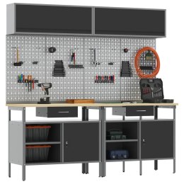 Zestaw stołu warsztatowego z szufladą z półką 8 pcs Czarny Stal