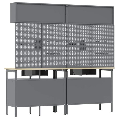 Zestaw stołu warsztatowego z szufladą z półką 8 pcs Czarny Stal