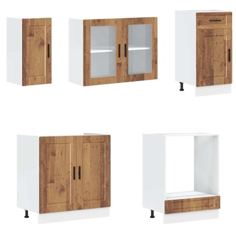 Zestaw szafek kuchennych, Kalmar, 8-częściowy, stare drewno