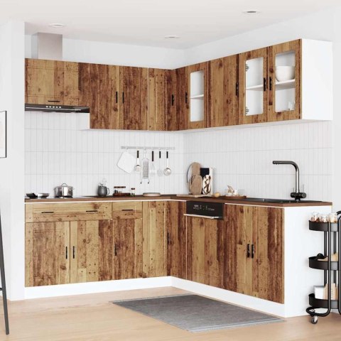 Zestaw szafek kuchennych, Porto, 11-częściowy, stare drewno