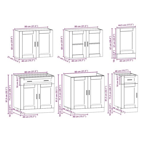 Zestaw szafek kuchennych, Porto, 7-częściowy, dąb sonoma
