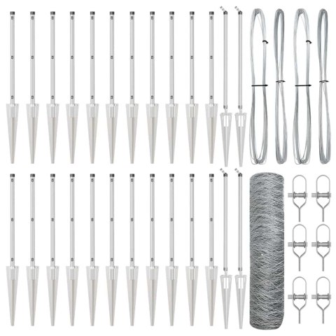 Słupek ogrodzeniowy. Srebrny 50 x 0,8 m (siatka 50 mm) Stal