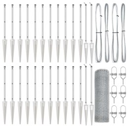 Słupek ogrodzeniowy. Srebrny 50 x 1 m (siatka 13 mm) Stal