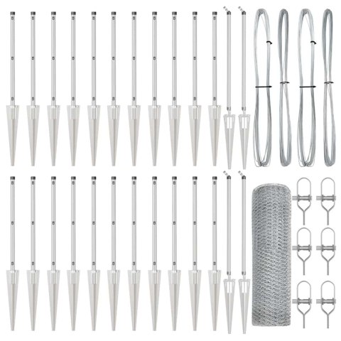 Słupek ogrodzeniowy. Srebrny 50 x 1 m (siatka 13 mm) Stal