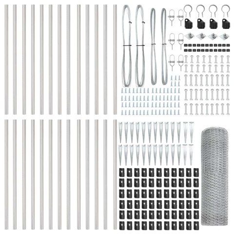 Słupek ogrodzeniowy. Srebrny 50 x 1 m (siatka 13 mm) Stal
