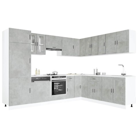 Zestaw szafek kuchennych, Porto, 14-częściowy, szarość betonu