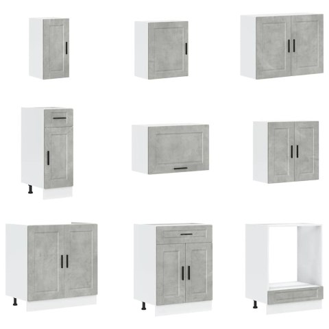 Zestaw szafek kuchennych, Porto, 14-częściowy, szarość betonu