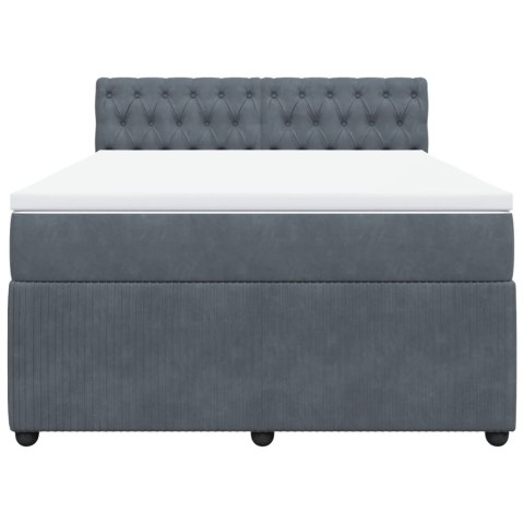 VidaXL Łóżko kontynentalne z materacem, ciemnoszare, 140x200cm aksamit