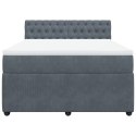 Łóżko kontynentalne z materacem, ciemnoszare, 140x200cm aksamit