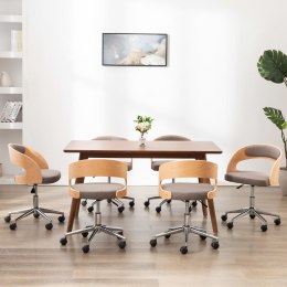 Obrotowe krzesła stołowe, 6 szt., taupe, gięte drewno i tkanina