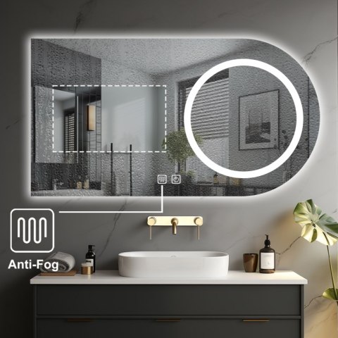 Lustro LED 80x60 cm z oświetleniem i funkcją odparowywania