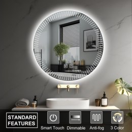 Lustro łazienkowe LED 70 cm z podświetleniem i odmgławianiem