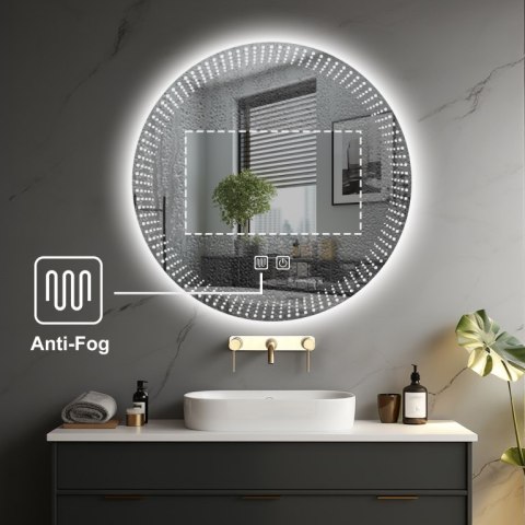 Lustro łazienkowe LED 70 cm z podświetleniem i odmgławianiem