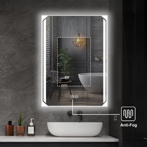 Lustro łazienkowe LED 80x60 cm z funkcją odparowania