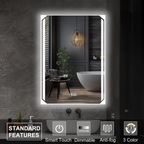 Lustro łazienkowe LED 80x60 cm z funkcją odparowania