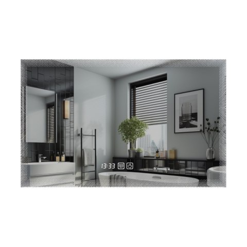 Podświetlane lustro LED 90x70 cm z zegarem i wyborem barwy