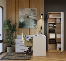 Regał Biurowy OLIV 2D 2 Drzwi Do Biura Do Gabinetu Salonu DĄB ARTISAN BIEL