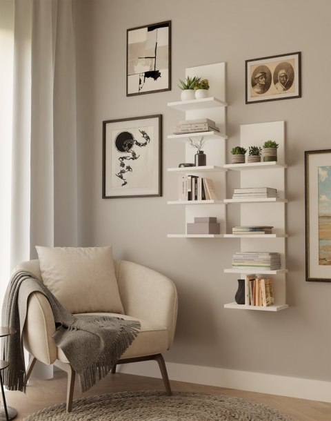 Regał Wiszący R5P 5 Półek Na Książki Do Biura Salonu Pokoju Dziecka BIAŁY