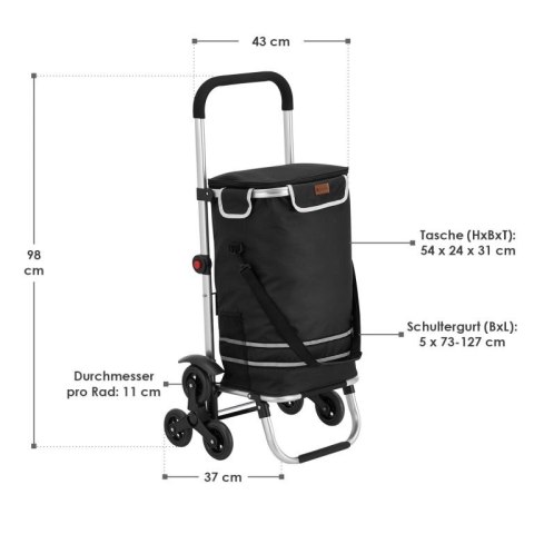 Wózek na zakupy, 3 w 1, do schodów, czarny