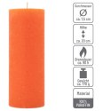 Zestaw świec rustykalnych, 20 cm, Ø 7,5 cm, pomarańczowy, 2