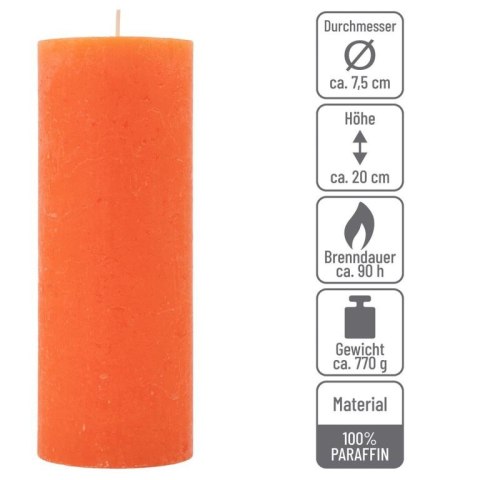 Zestaw świec rustykalnych, 20 cm, Ø 7,5 cm, pomarańczowy, 2