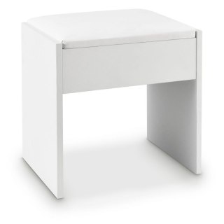 Biały taboret do toaletki Melly z poduszką 45x38x29 cm