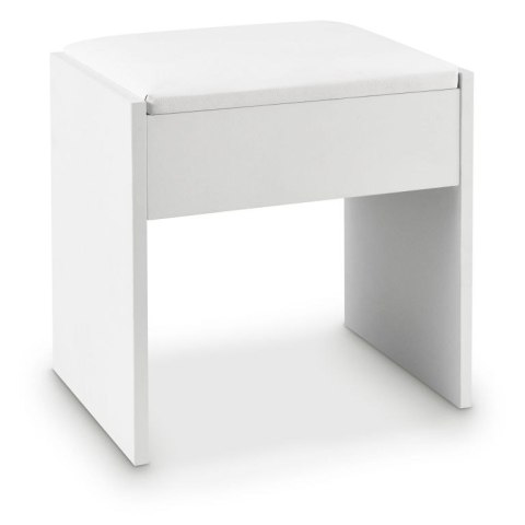 Biały taboret do toaletki Melly z poduszką 45x38x29 cm