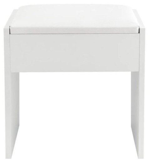 Biały taboret do toaletki Melly z poduszką 45x38x29 cm