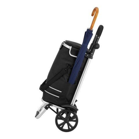 Czarny wózek na zakupy 3w1 z chłodzącą kieszenią, składany