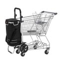 Czarny wózek na zakupy 3w1 z chłodzącą kieszenią, składany