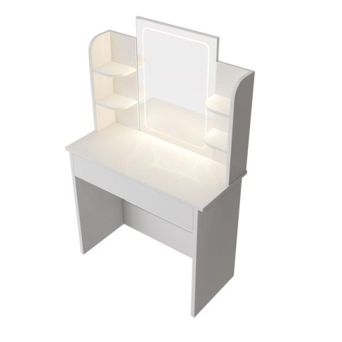 Toaletka Zoey z lustrem LED i 6 półkami, biała, 80x40x140 cm
