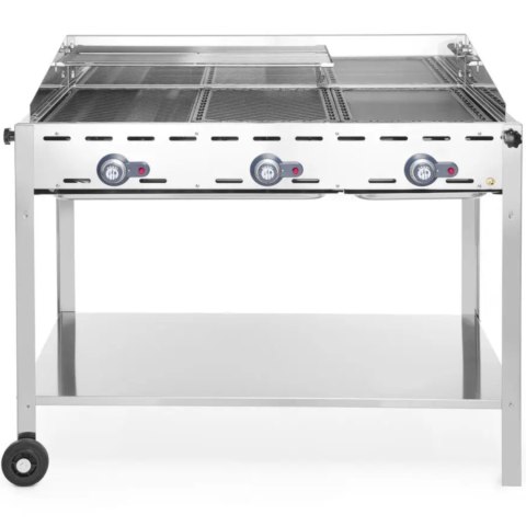 Grill gazowy "Green Fire" 3 palniki 17,4kW z osłoną i półką - Hendi 149591