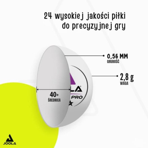 PIŁECZKI DO TENISA STOŁOWEGO JOOLA PRO 3 STAR 24SZT BIAŁE