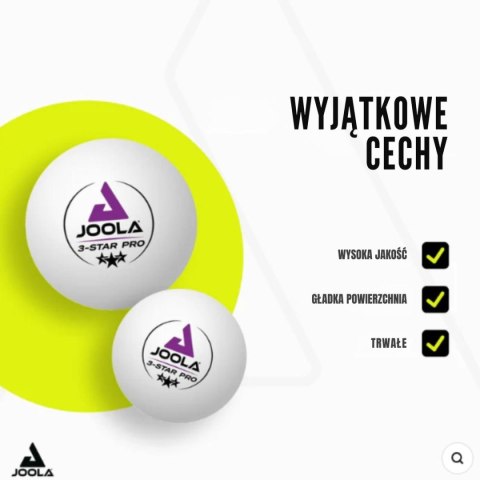 PIŁECZKI DO TENISA STOŁOWEGO JOOLA PRO 3 STAR 24SZT BIAŁE
