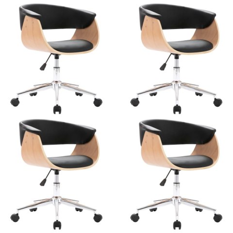 Obrotowe krzesła stołowe, 4 szt., czarne, sztuczna skóra
