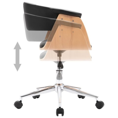 Obrotowe krzesła stołowe, 4 szt., czarne, sztuczna skóra