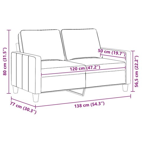 Sofa 2-osobowa, ciemnoszara, 120 cm, tapicerowana tkaniną