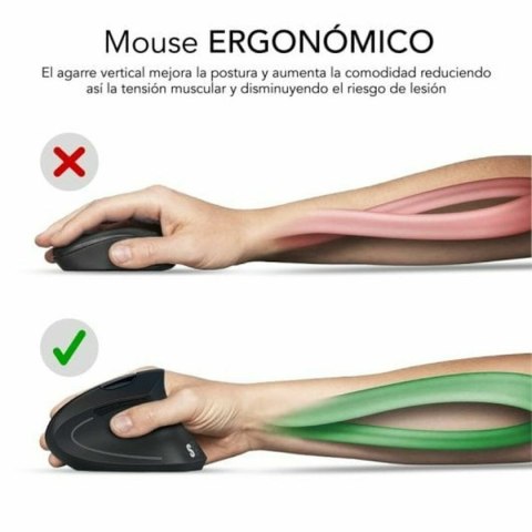 Ergonomiczna Myszka Optyczna Subblim SUBMO-EDGVW01 Czarny 1600 dpi