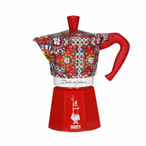 Włoska Kafeterka Bialetti MOKA EXPRESS D&G 6T Czerwony Srebrzysty Aluminium 6 Kubki