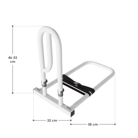 Uchwyt do łóżka dla seniorów, biały, regulowany, stalowy