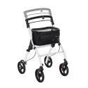Chodzik aluminiowy z tacą i torbą, biały, składany, 110 kg