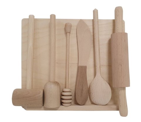 Bukowy zestaw kuchenny 7 elementów - naturalne drewno
