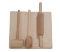 Drewniany zestaw kuchenny dla dzieci z buku, 4 elementy
