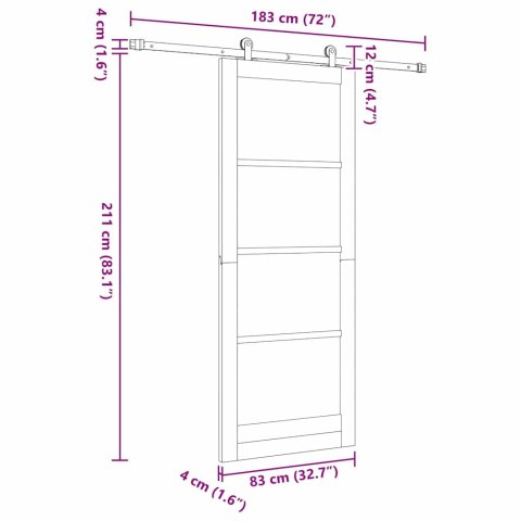 Drzwi przesuwne Biały 83 x 211 cm Lite drewno sosnowe