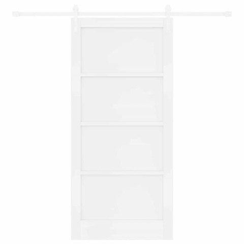 Drzwi przesuwne Biały 93 x 202 cm Lite drewno sosnowe