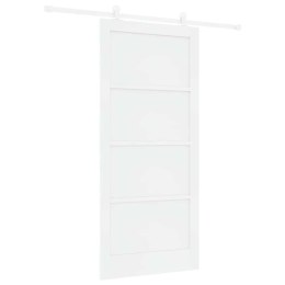 VidaXL Drzwi przesuwne Biały 93 x 202 cm Lite drewno sosnowe